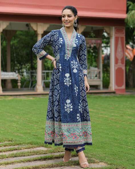 Embroidered A-Line Kurta & Pants Set