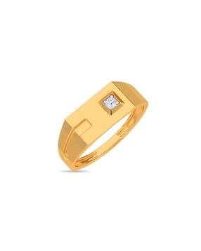 Yellow Gold Diamond Studded Ring - The Confident Male Ring-image-31