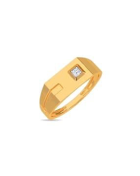 Yellow Gold Diamond Studded Ring - The Confident Male Ring-image-39