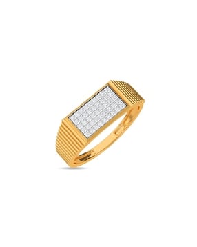 Yellow Gold Diamond Studded Ring - Classic Gold Diamond Ring For Him-image-32