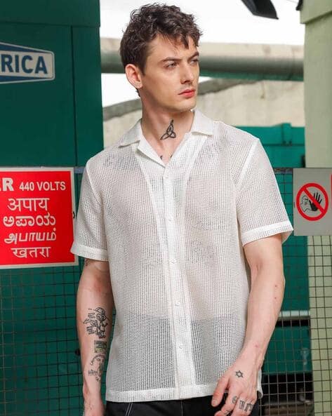 House of Koala Men Self-Design Relaxed Fit Shirt