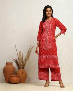 biba Women Geometric Print Kurta & Palazzos Set-picture-15