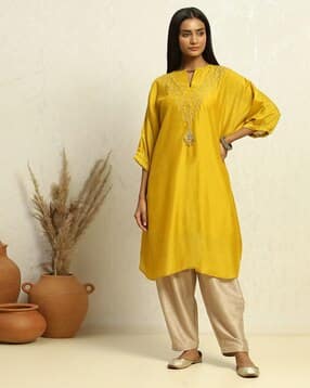 biba Women A-Line Kurta with Embroidered Yoke-picture-12