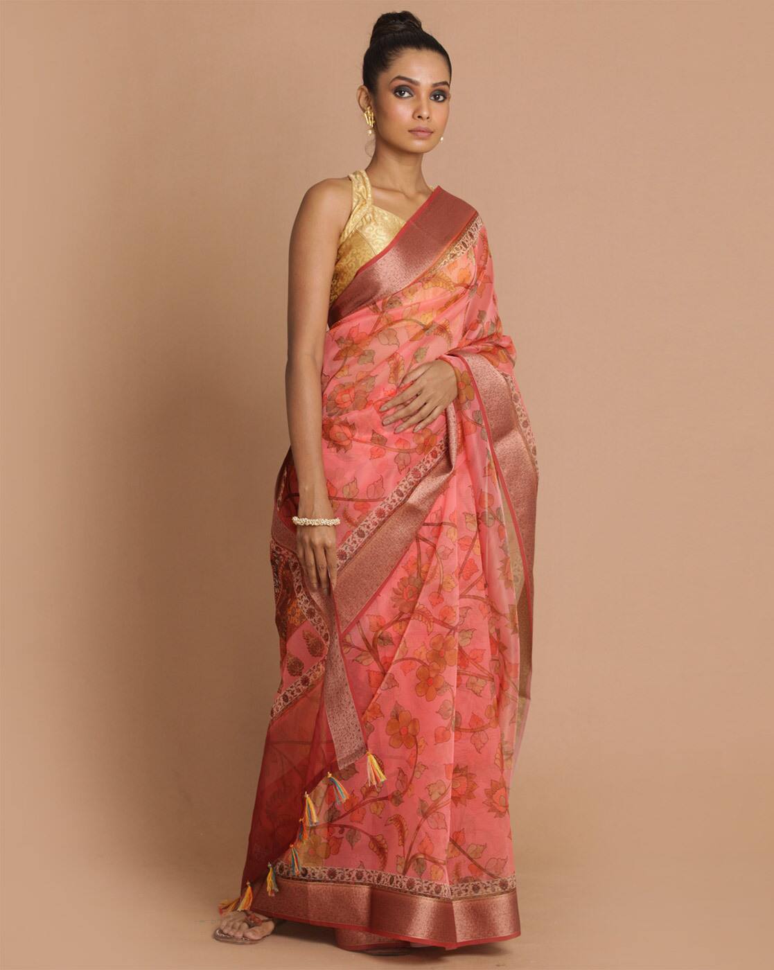 Buy Pink Sarees for Women by Indethnic Online Ajio