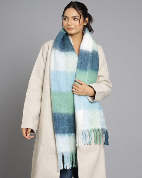 Women Colou-Block Scarf with Tassels Price in India