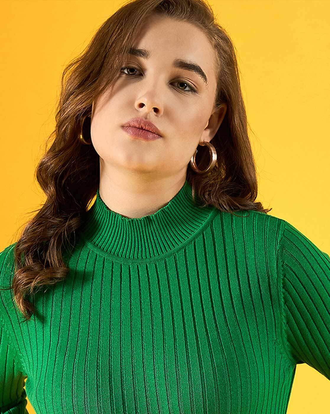 Buy 98°north Women Ribbed High-Neck Pullover Online | Ajio.com