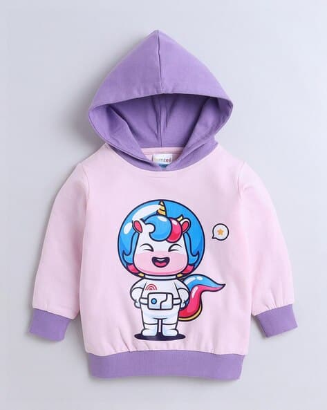 Girls Animal Print Hooded Sweatshirt