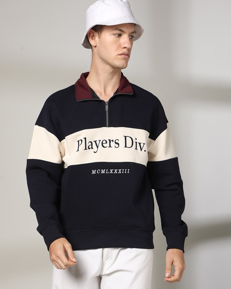 Men Colourblock Relaxed Fit Sweatshirt