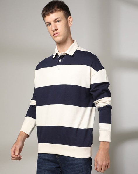 Men Striped Relaxed Fit Sweatshirt