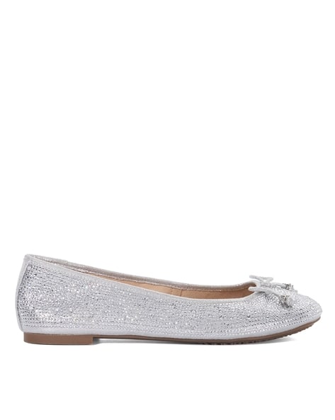 Dune London Women Embellished Hallis Ballerinas with Bow Accent