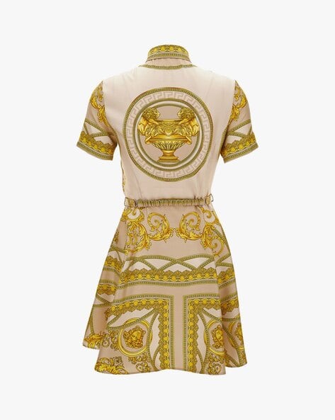 Buy VERSACE La Coupe Des Dieux Silk Shirt Dress | Beige