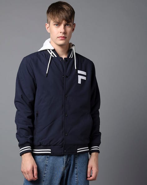 Men Regular Fit Jacket with Detachable Hood