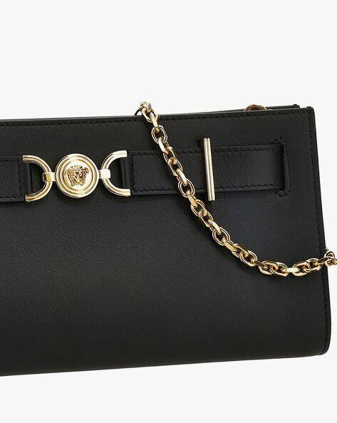 Buy VERSACE Medusa 95 Clutch | Black-Versace Gold Color Women 