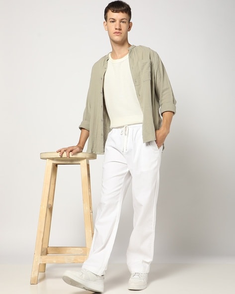 Men Relaxed Fit Flat-Front Chinos