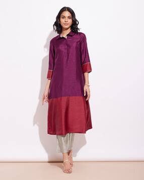 pink fort Colour-Block Kurta Suit Set-picture-25