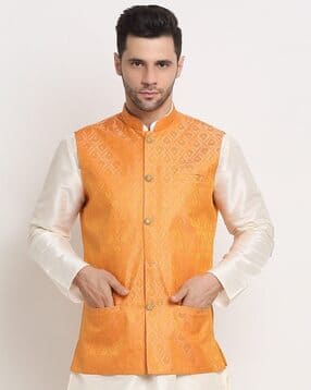 Men Woven Fitted Nehru jacket-image-22