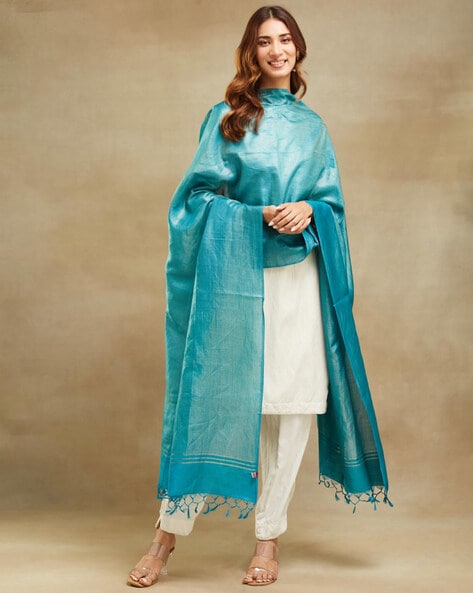 Women Printed Dupatta with Tassels Price in India