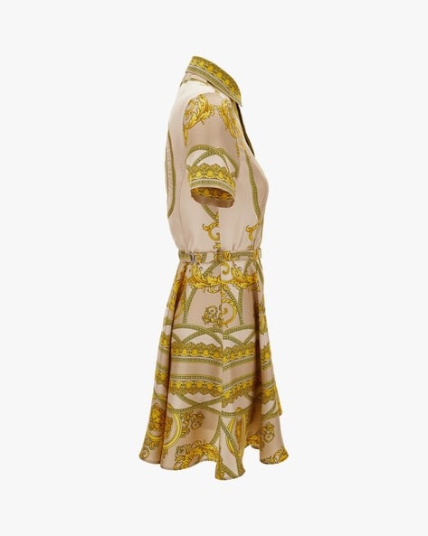 Buy VERSACE La Coupe Des Dieux Silk Shirt Dress | Beige
