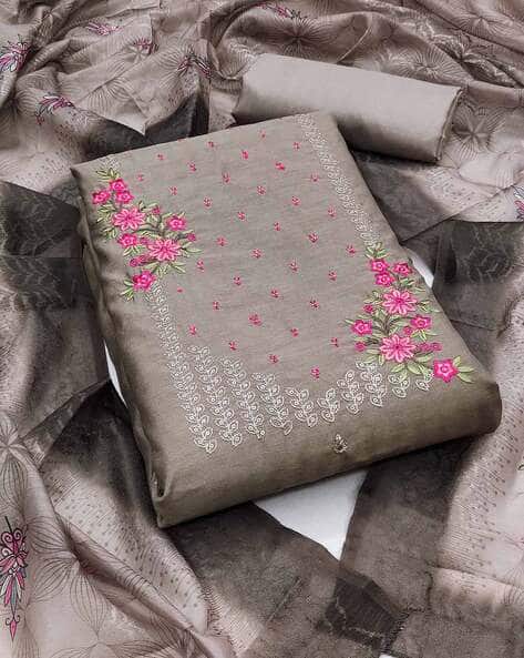 Linen Dress Dress Material In Peachmode Buy Brown Dress Material