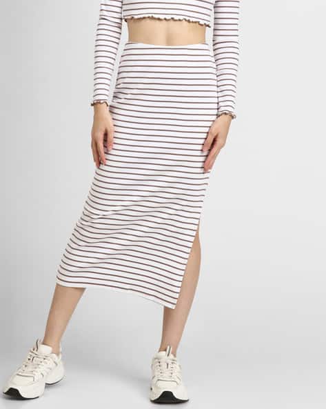 Ajio Striped Pencil Skirt Forever 21 White Pencil Skirt Forever 21