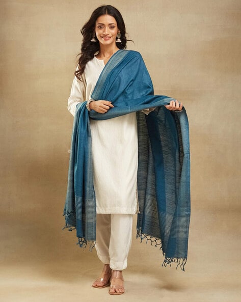 Women Printed Dupatta with Tassels Price in India