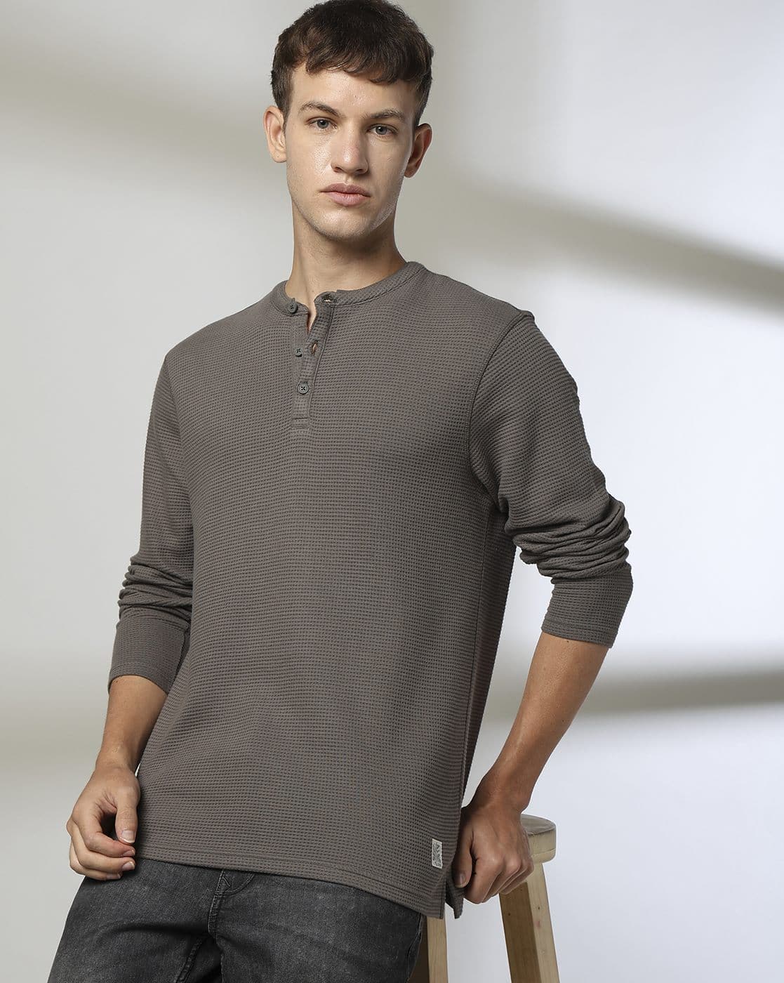 Buy DNMX Men Pointelle-Knit Slim Fit H Online | Ajio.com