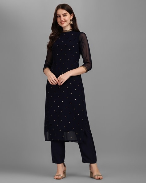 Women Embellished Straight Kurta Set Price in India