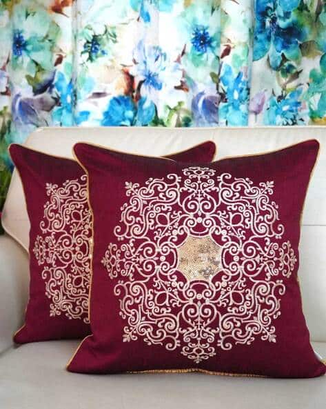 Buy Burgundy Cushions Pillows for Home Kitchen by Tara