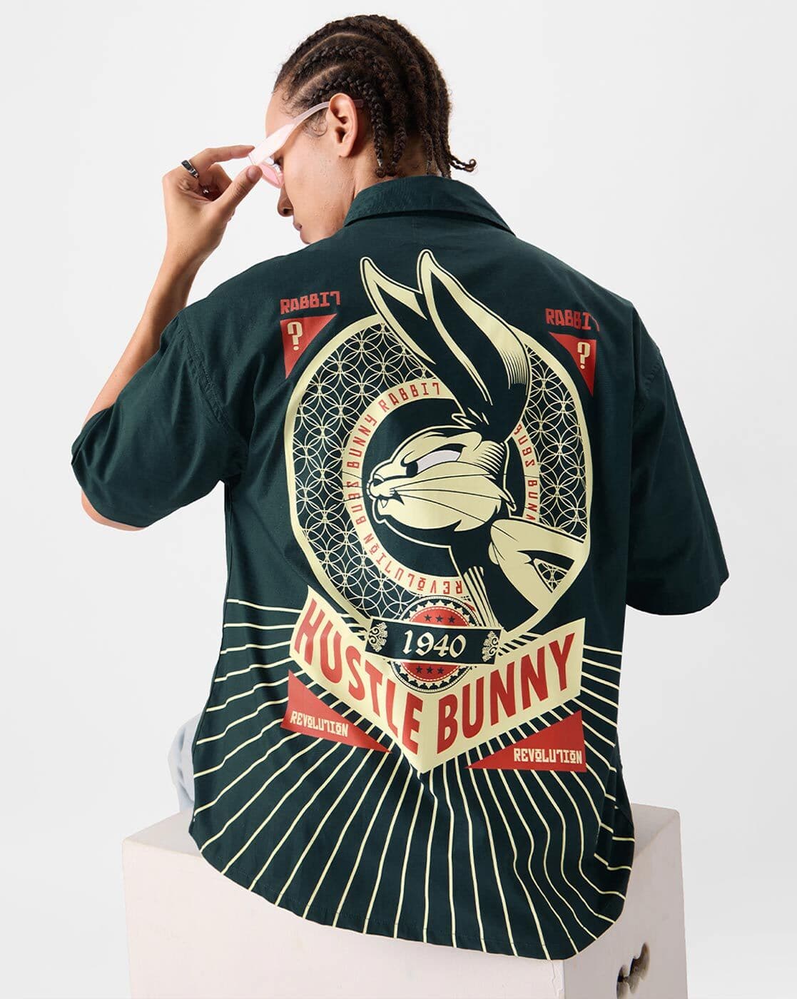 Looney Tunes Rebel Rabbit|Looney Tunes™  - Men Graphic Print Oversized Fit Shirt