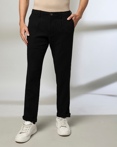 Men Patterned Tapered Fit Pleated Chinos