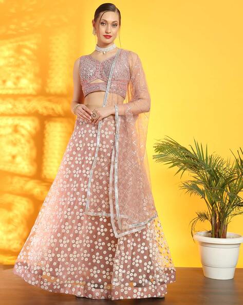 Buy Peach Lehenga Choli Sets for Women by CHHABRA 555 Online | Ajio.com