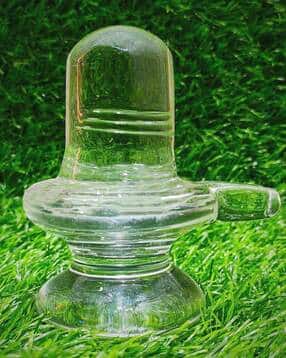 Crystal Clear Sphatik Shivling Statue Showpiece