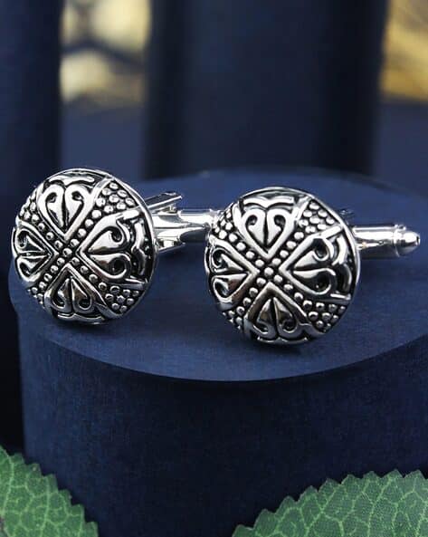 Buy Silver Cufflinks Tiepins for Men by Peluche Online