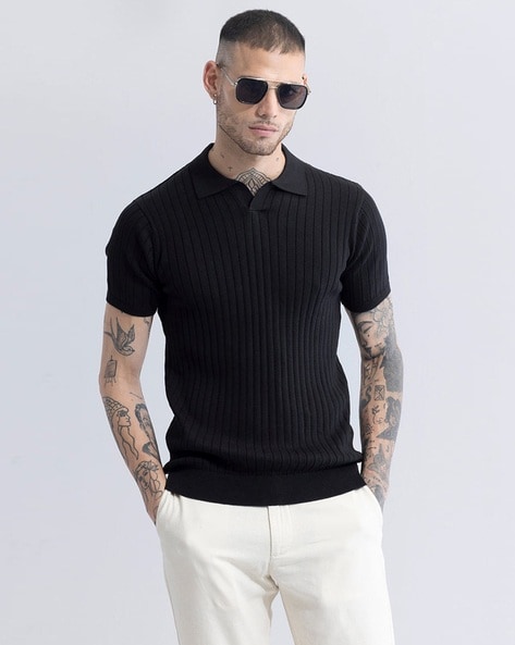 Ribbed Slim Fit Polo T-Shirt