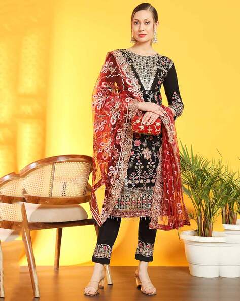 Buy Black Kurta Suit Sets for Women by CHHABRA 555 Online | Ajio.com