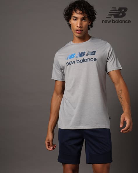 NEW BALANCE Regular Fit Heathertech Graphic Print Crew-Neck T-Shirt