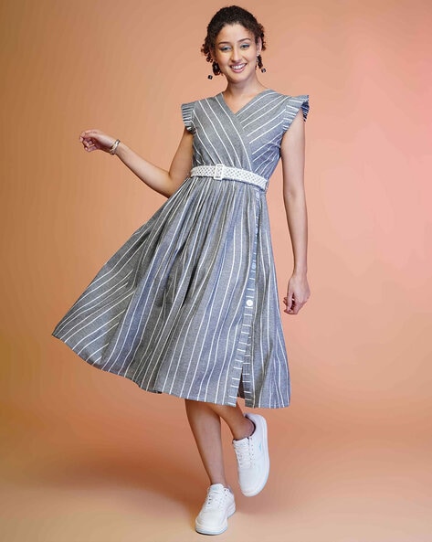 Women Stripes Fit & Flare Dress