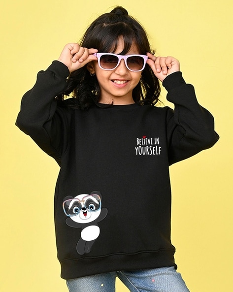 Buy Black Sweatshirts Hoodie for Girls by Nusyl Online Ajio