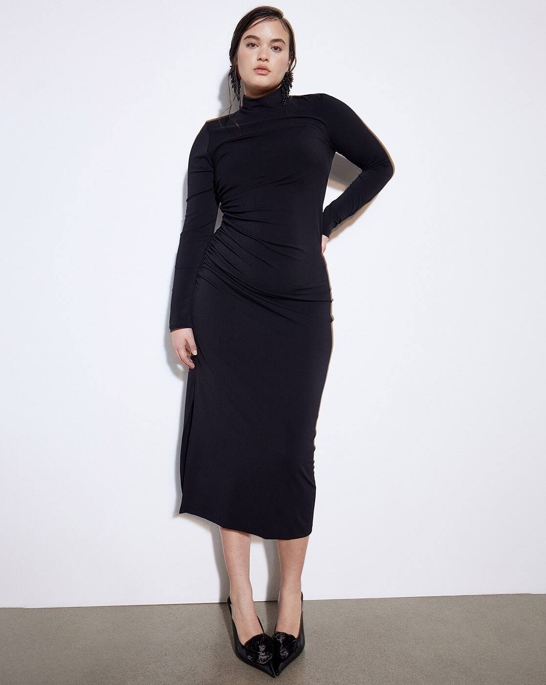 Buy H&M Women Gathered Turtleneck Dress Online | Ajio.com
