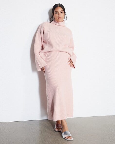 Women Ribbed Straight Skirt