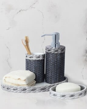 Geometric Pattern Bathroom Accessories Set-image-15