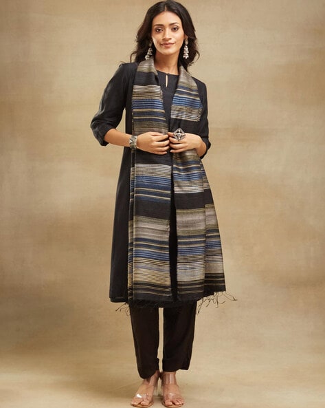 Women Printed Striped Stole Price in India