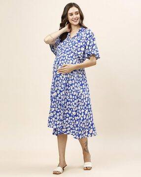 momtobe Women Floral Fit & Flare Dress with Collar Neck-picture-6