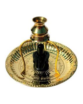 Brass Pooja Plate Thali with Shivling Stand & Abhishek Lota Showpiece