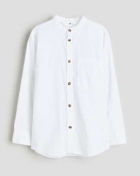 Boys Regular Fit Grandad Collar Shirt