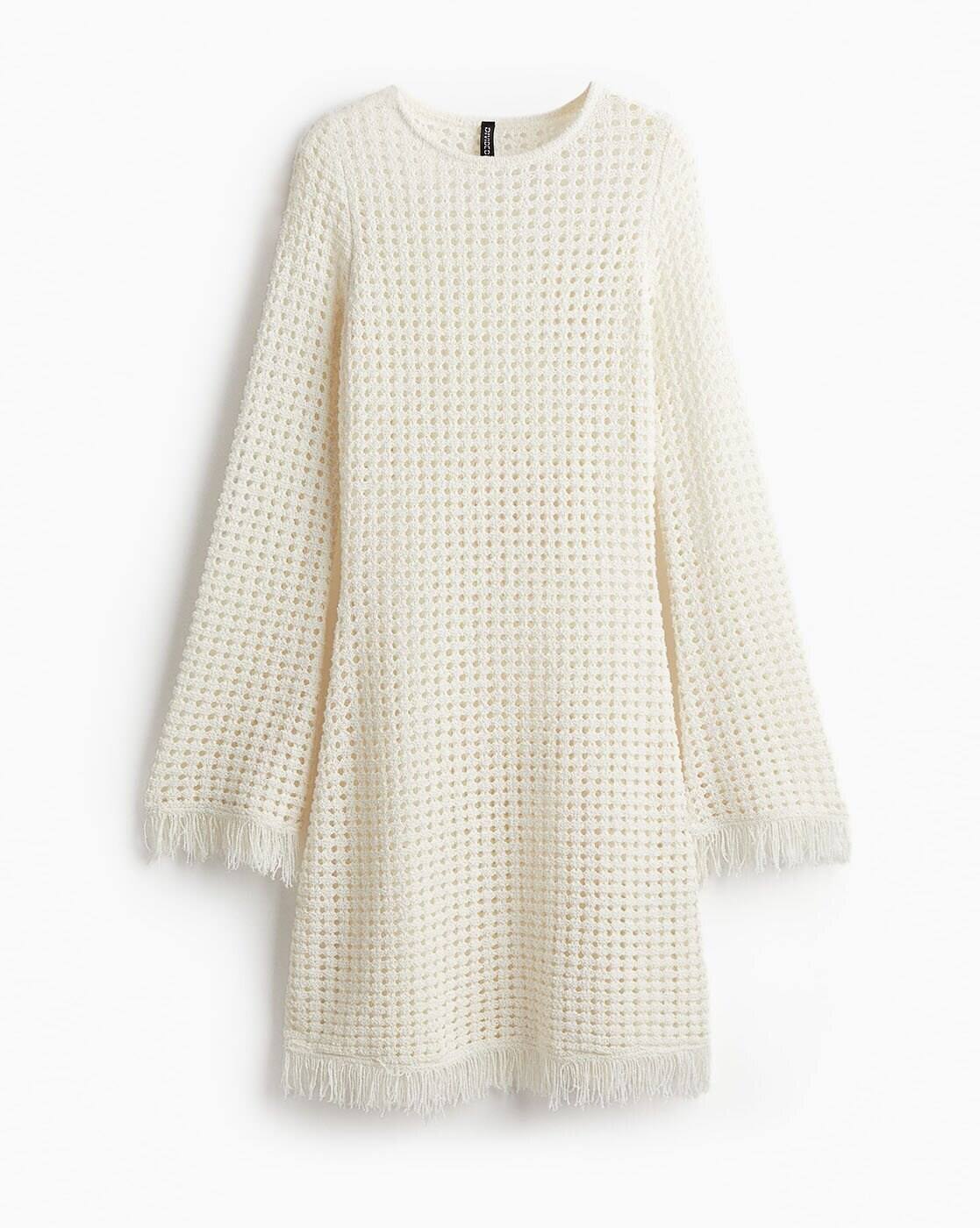 Buy H&M Women Fringe-Trimmed Hole-Knit Dress Online | Ajio.com