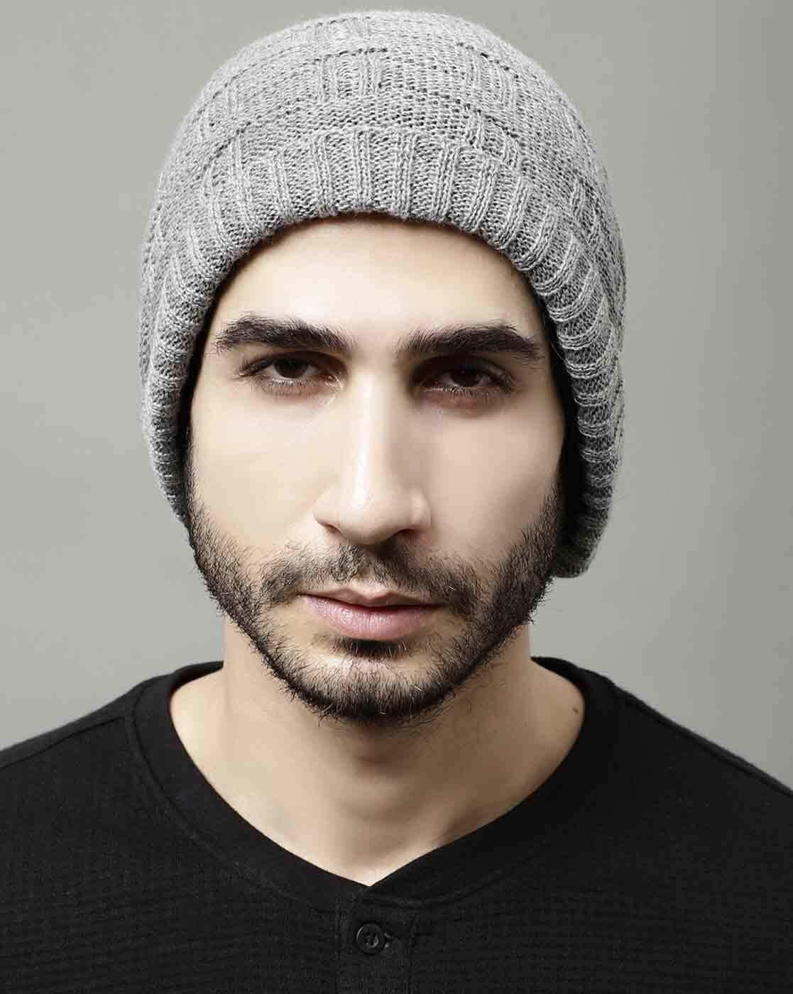 帽子 PROFESSIONAL KNIT CAP (GRAY) The Ennoy Buy Indie Picks Beanie Cap with Fur Lining Online | Ajio.com