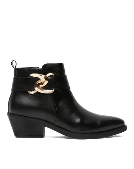 Women Ankle-Length Boots with Metal Accent