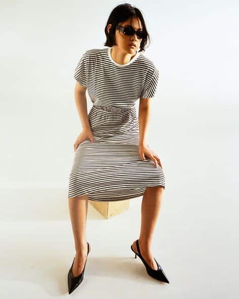 Women Smocked-Waist Jersey Dress Women Smocked-Waist Jersey Dress