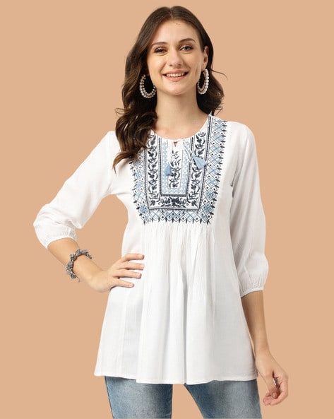 Embroidered Tunic with Tie-Up